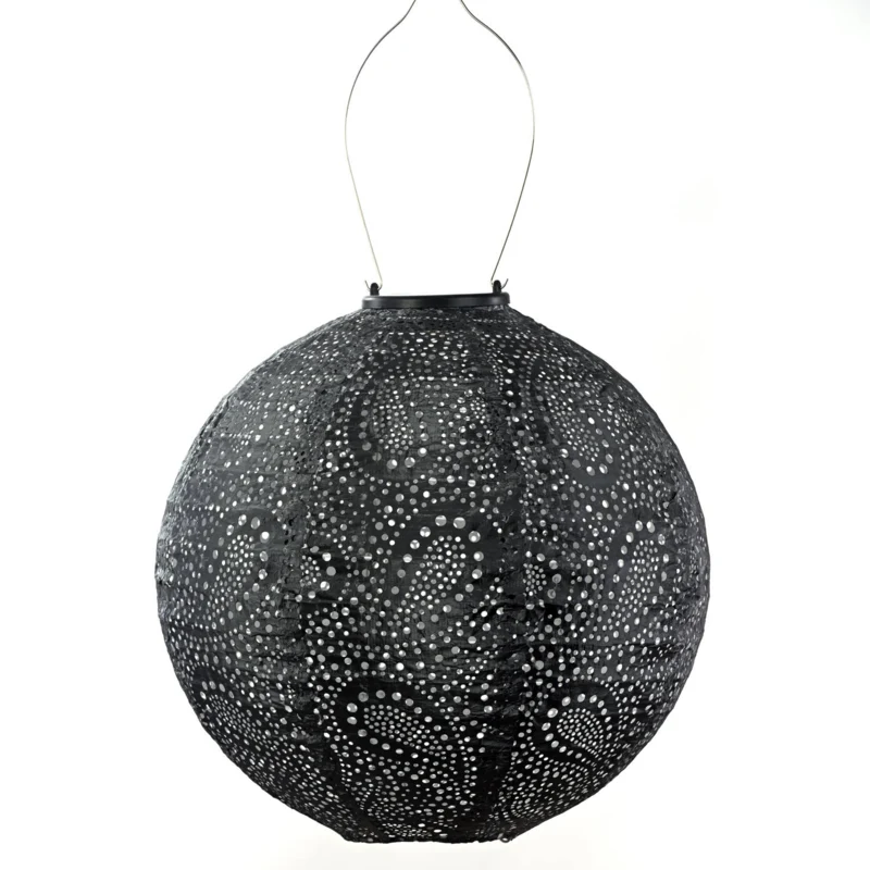 Solar Lampion Round - Paisley Dark Grey - 30 cm