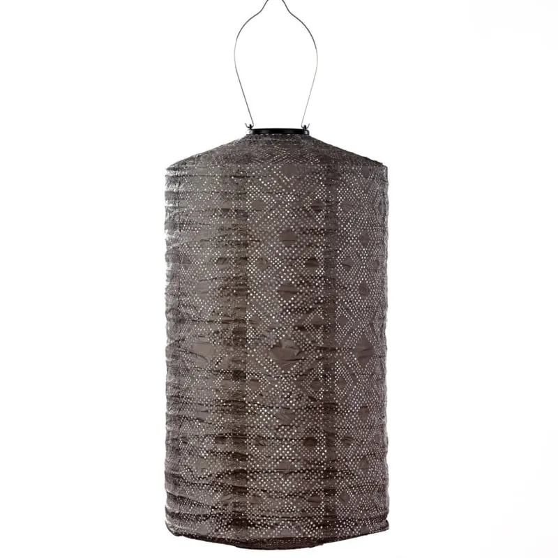 Solar Lampion Cylinder - Mosaic Taupe - 28 cm