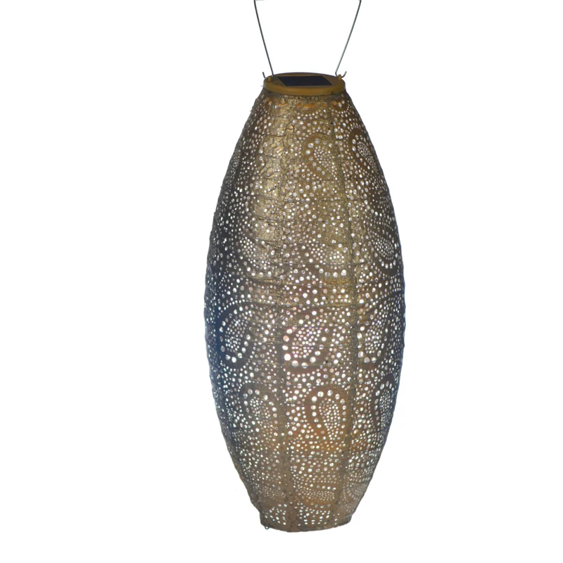 Solar Lampion Long Oval - Paisley Gold - 20 cm