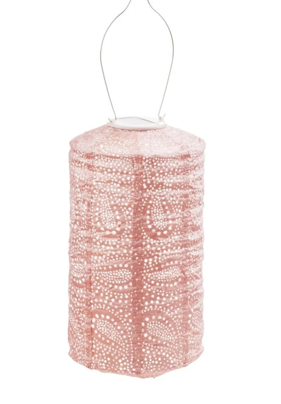 Solar Lampion Cylinder - Paisley Pink - 18 cm