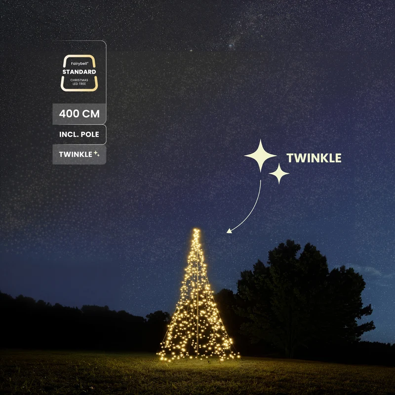 Fairybell Standaard | 4 meter | 864 LED-lampjes | Inclusief mast | Warm wit | Twinkle | Pre-order