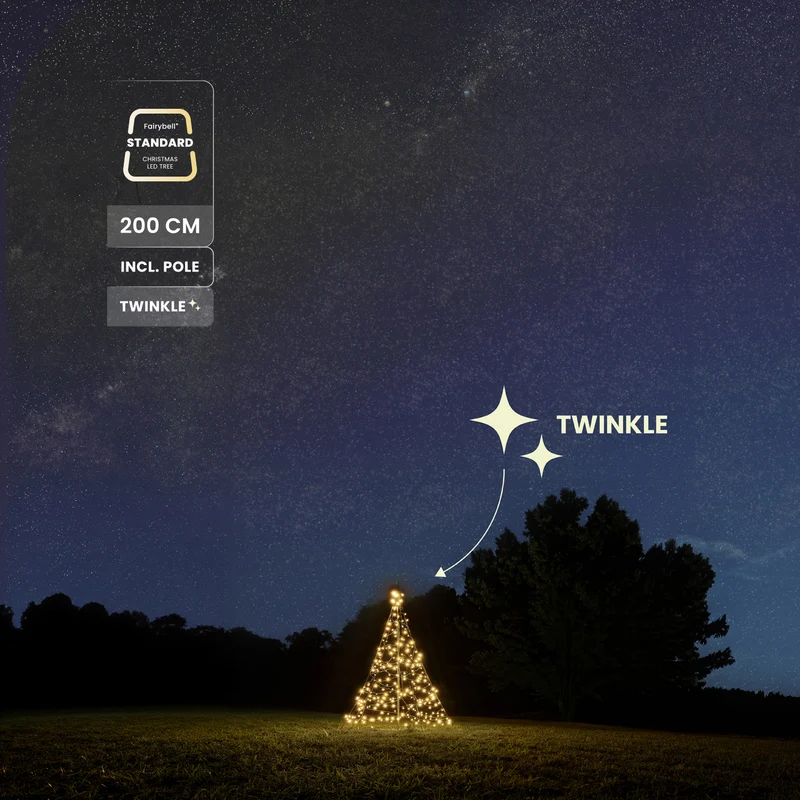 Fairybell Standaard | 2 meter | 300 LED-lampjes | Inclusief mast | Warm wit | Twinkle | Pre-order
