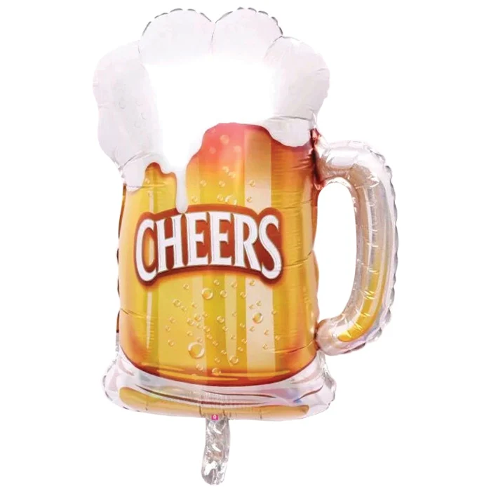 Folieballon Cheers bierpul geel/wit - 62cm