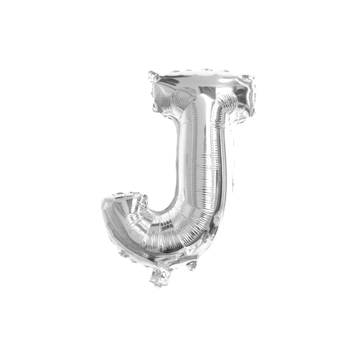 Folieballon letter J zilver - 35 cm