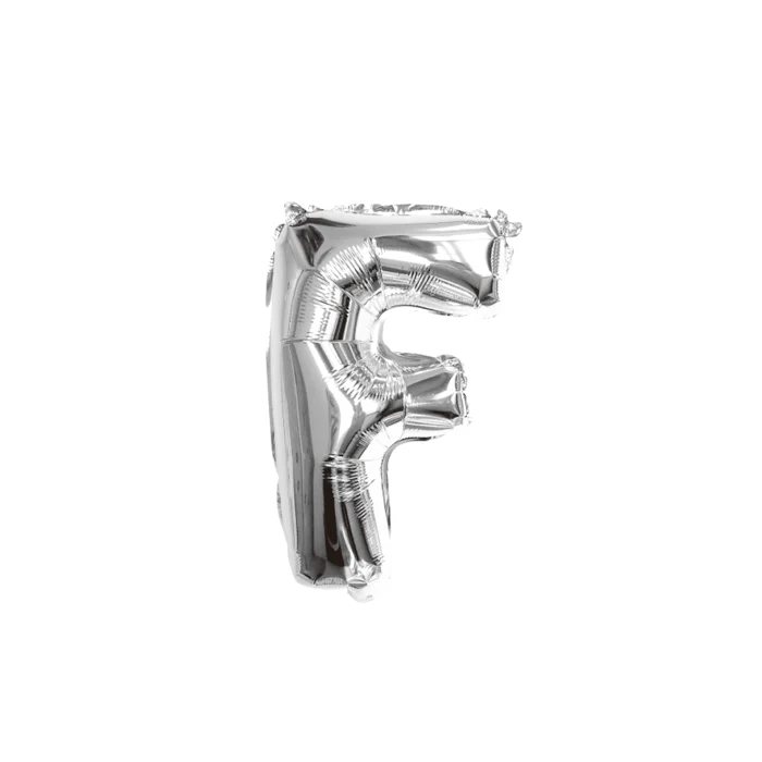 Folieballon letter F zilver - 35 cm