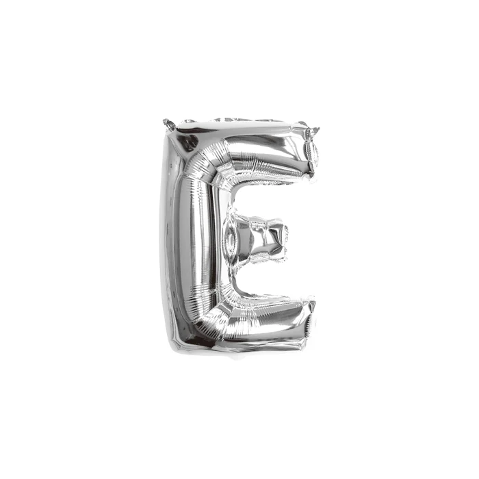 Folieballon letter E zilver - 35 cm