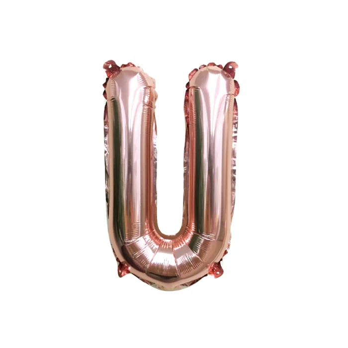 Folieballon letter U roségoud - 35 cm