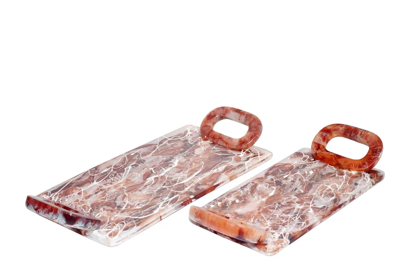 Dienblad - Roze (set van 2) - Ruby and Cream Transparent