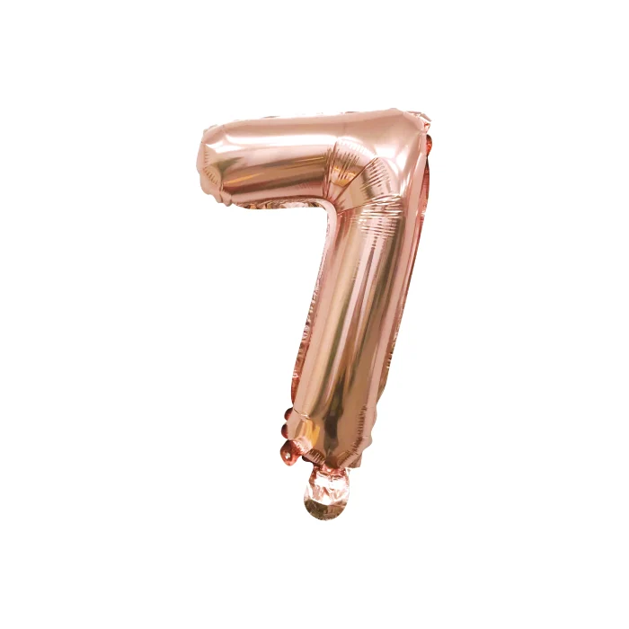 Folieballon cijfer 7 roségoud - 70 cm