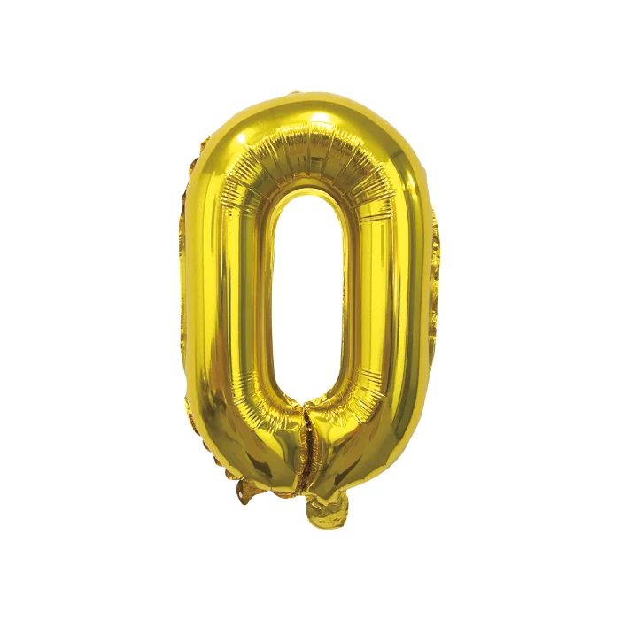 Folieballon cijfer 0 goud - 70 cm
