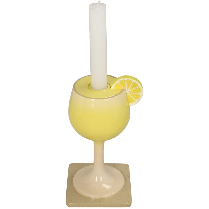Candle Stick Limocello Spritz Polyresin Yellow 11x10x19cm