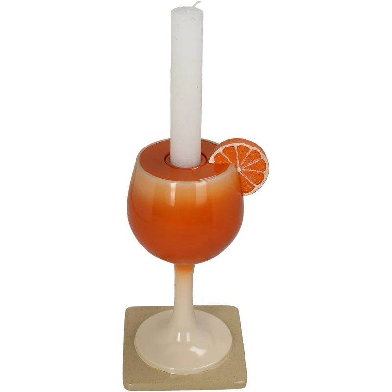 Candle Stick Spritzer Polyresin Orange 11x10x19cm