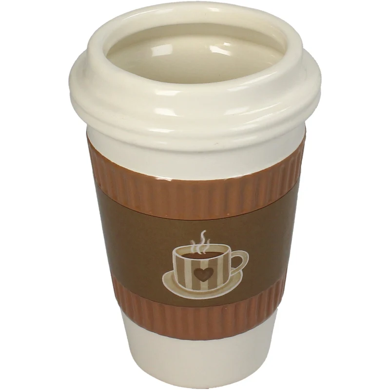 Planter Coffee Cup Fine Earthenware Brown 11x11x16.5cm