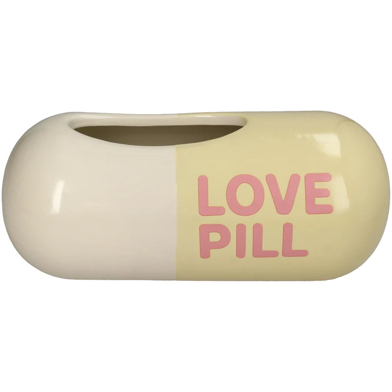 Planter Love Pill Fine Earthenware Yellow 30.5x14x12cm