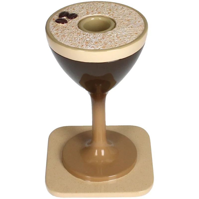 Espresso Martini Candlestick Polystone Brown 10x10x15cm