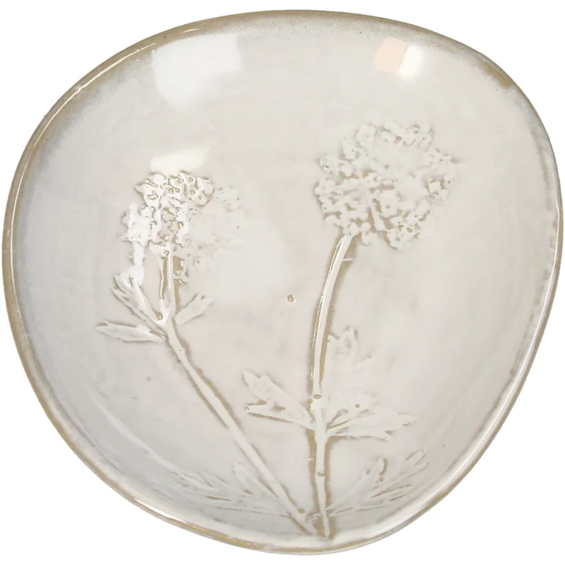 Plate Field Flower Stoneware White 11.5x10.5x2cm