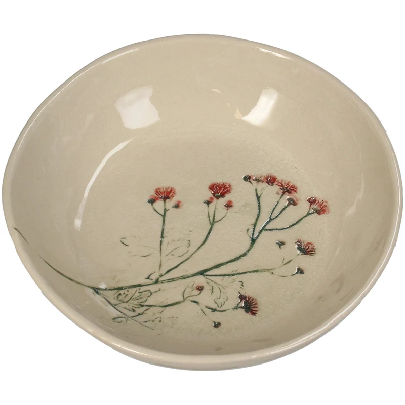 Bowl Field Flower Stoneware Red 22x21.5x5cm