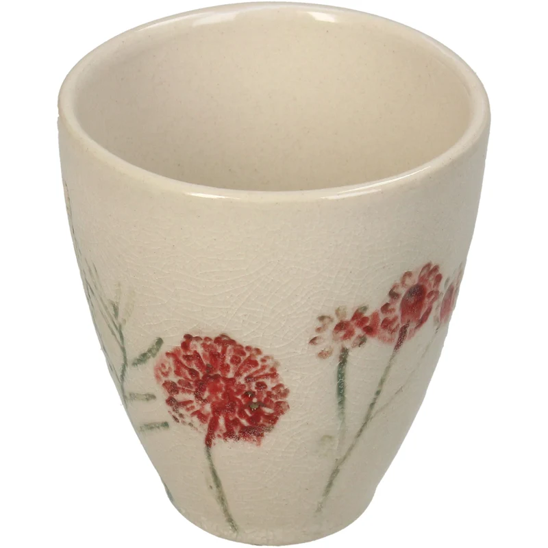 Mug Field Flower Stoneware Red 7x7x8cm