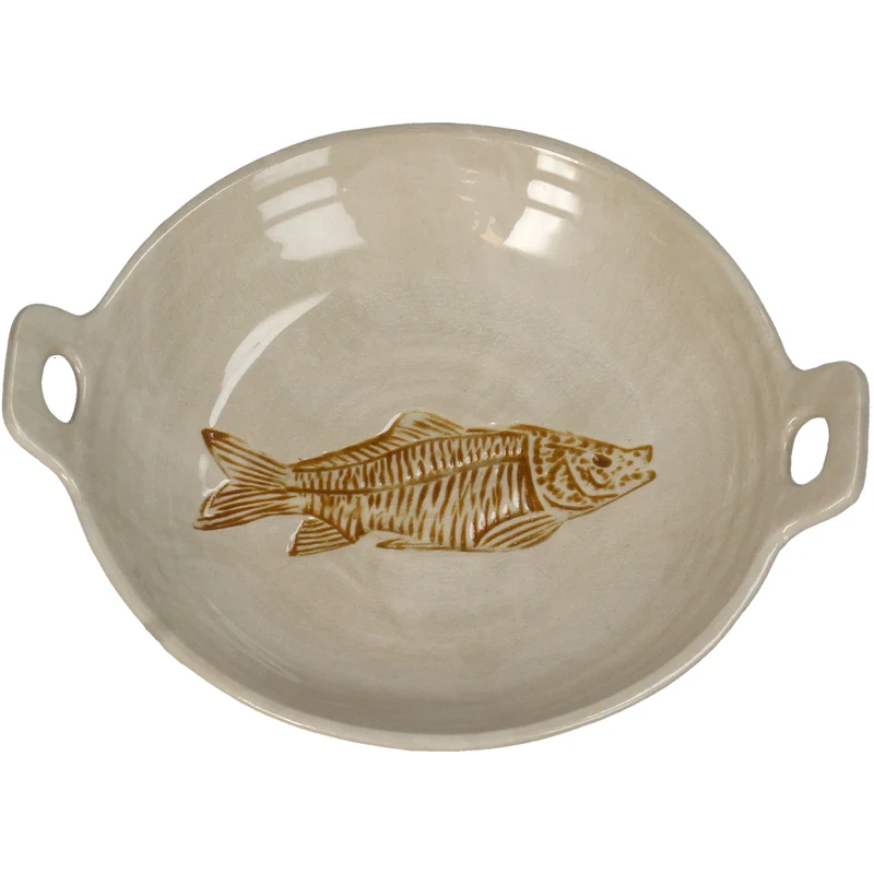 Bowl Fish Stoneware Brown 22.5x19.5x5cm