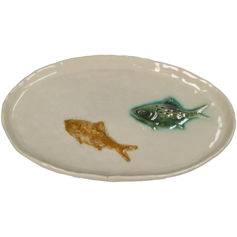 Plate Fish Stoneware Brown 24.5x15.3x2cm