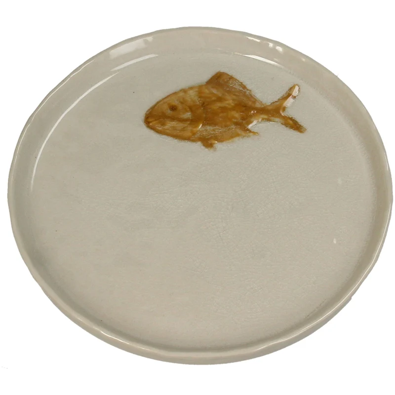 Plate Fish Stoneware Brown 18x18x1.5cm