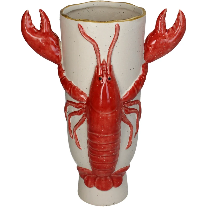 Vase Lobster Stoneware Red 22x16x32cm