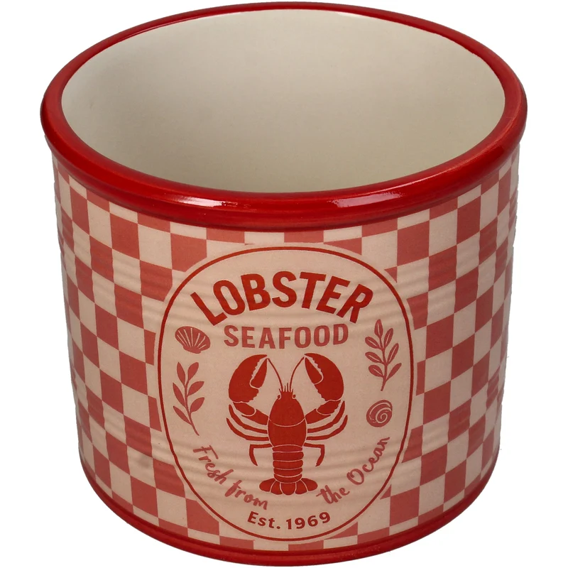 Planter Lobster Can Dolomite Red 13.8x13.8x11.8cm