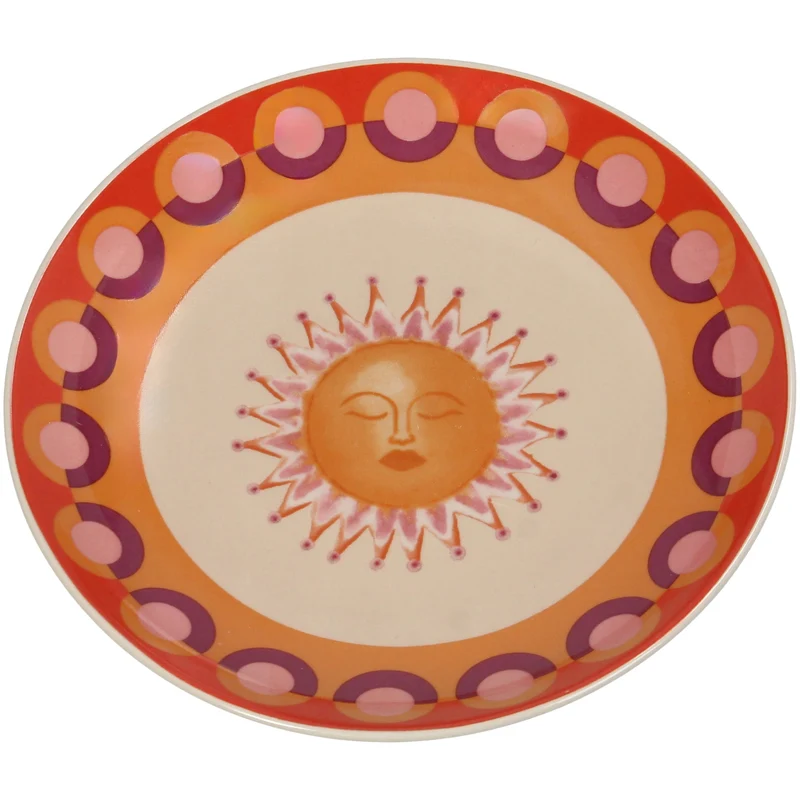 Plate Sun Stoneware Multi 16x16x2cm