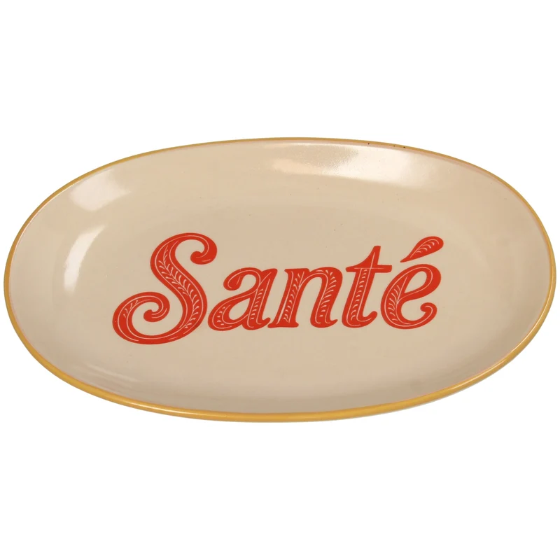 Plate Santé Stoneware Beige 21x12.5x2.5cm