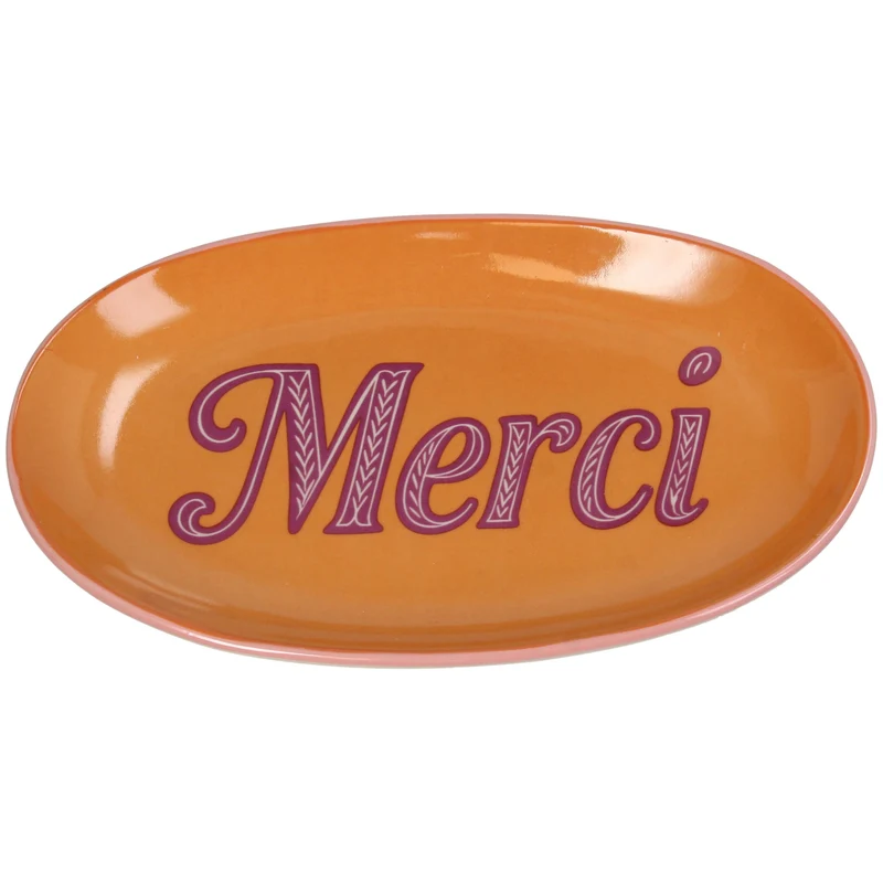 Plate Merci Stoneware Ochre 21x12.5x2.5cm