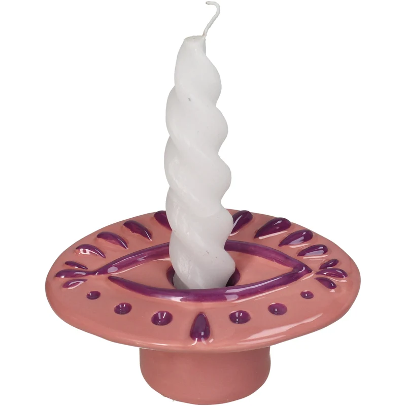 Candle Stick Eye Stoneware Multi 12.8x10x5.5cm