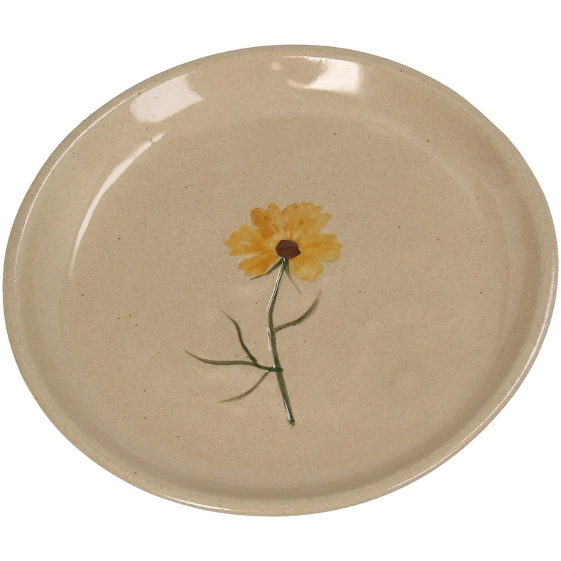 Plate Flower Stoneware Beige 15.5x15.5x1.9cm