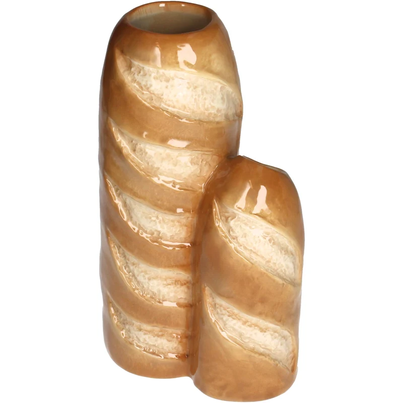 Vase Baguette Stoneware Brown 14.8x11x25.5cm