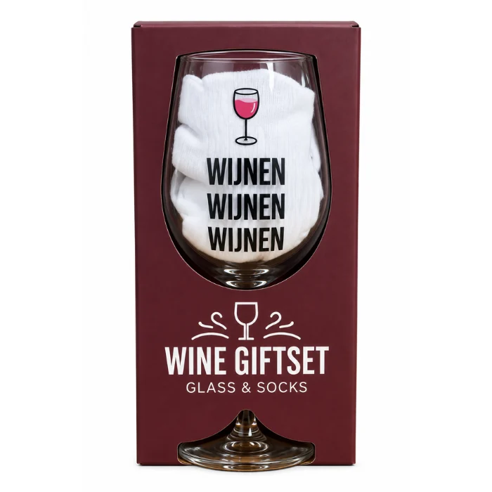 Giftset Wine Glass& Socks Wijnen Wijnen Wijnen