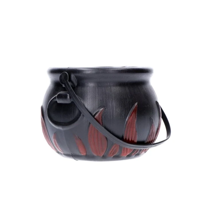 Snoeppot Halloween heksenketel zwart/rood medium