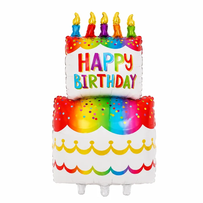 Folieballon verjaardag happy birthday meerkleurig - 61 x 106 cm