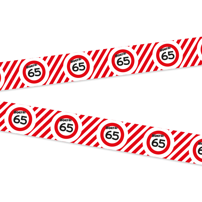 Afzetlint 65 jaar rood/wit 10m