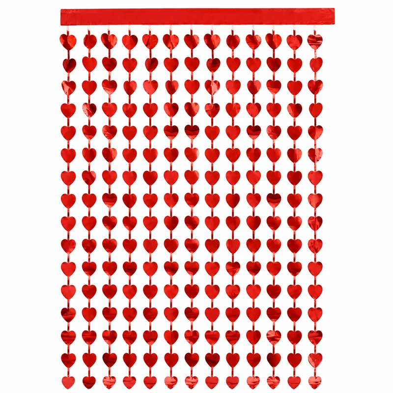 Deurgordijn - hartjes - folie - rood - 100 x 185cm