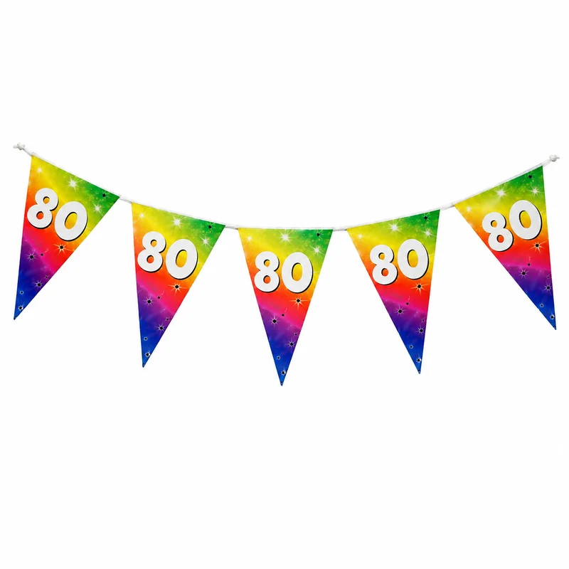 Vlaggenlijn regenboog 80 jaar - 6m (15 vlaggen)