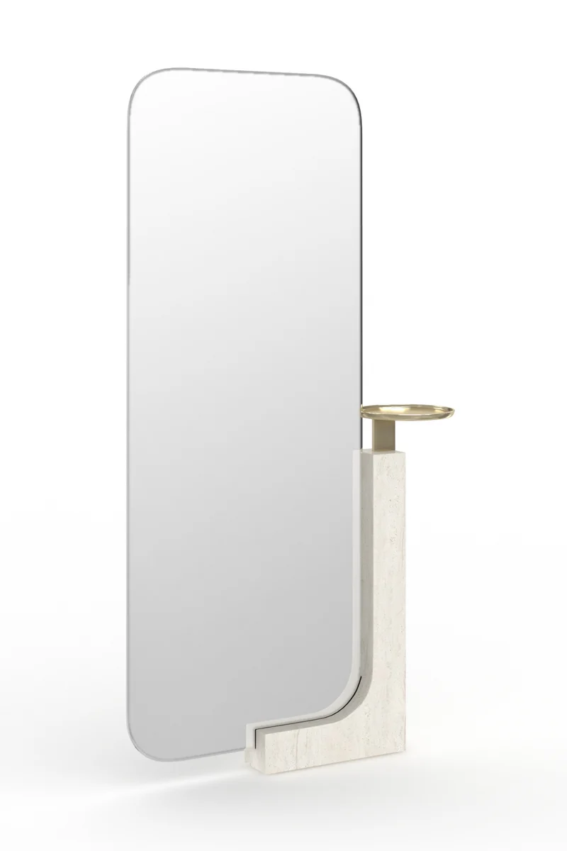 Spiegel Overlap - Staand - Travertine