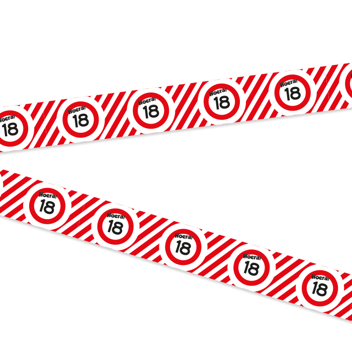 Afzetlint 18 jaar rood/wit 10m