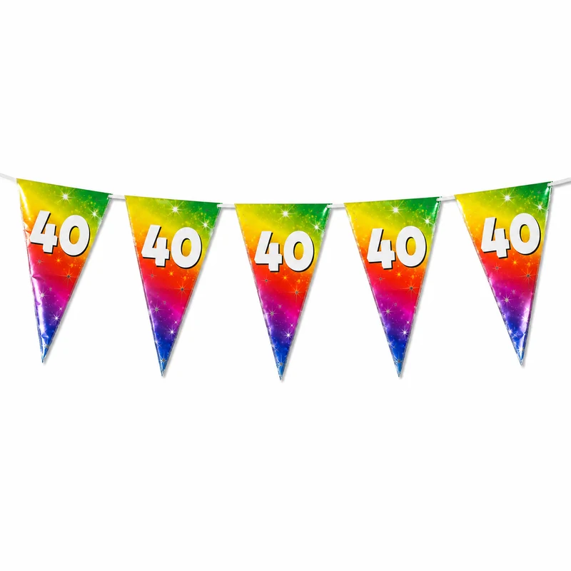Vlaggenlijn regenboog 40 jaar - 6m (15 vlaggen)