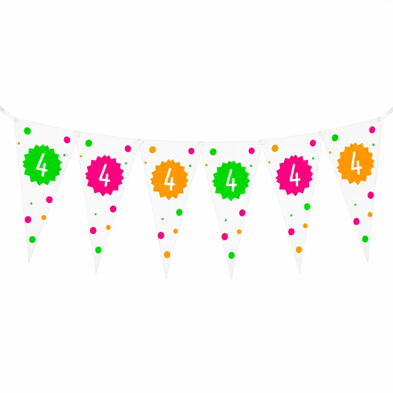 Vlaggenlijn neon 4 jaar - 4m (15 vlaggen)
