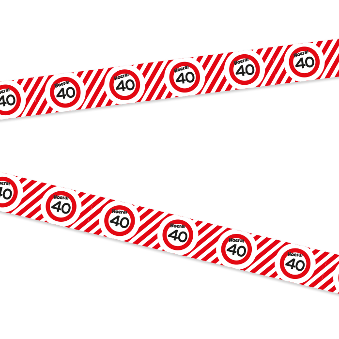 Party tape "Hoera 40 jaar'' 10 meter