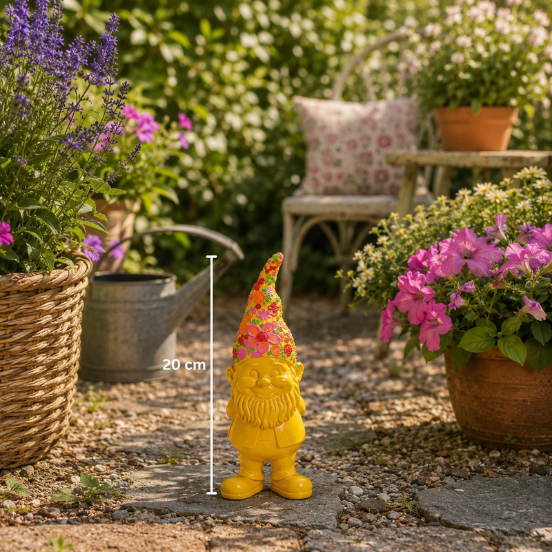 Tuinkabouter Bloemen - Roze, geel of groen - 20 cm