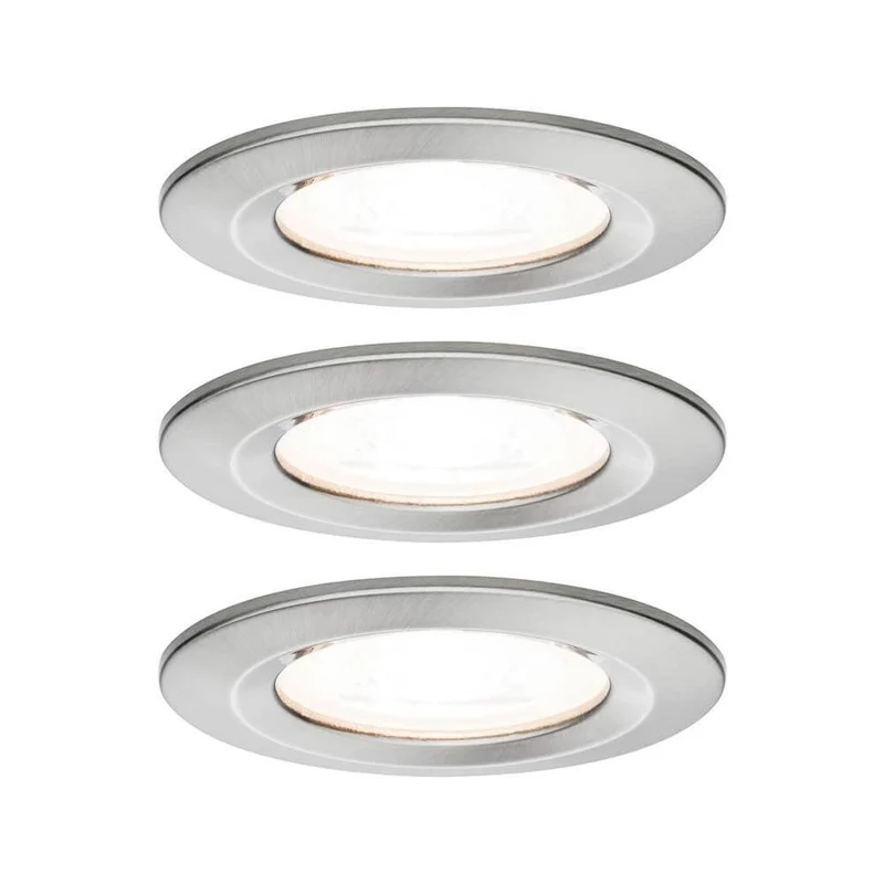 LED Einbauleuchten-Set Nova rund starr IP44 Stufendimmer GU10 Alu