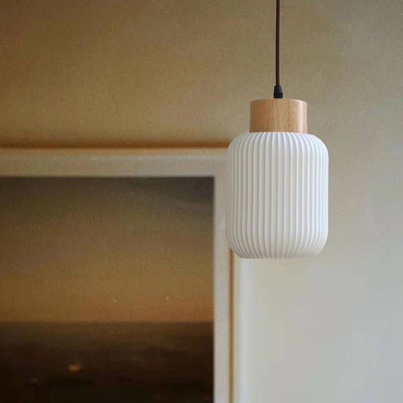 Moderne Wandlamp van Keramiek en Hout – Witte moderne Kleur