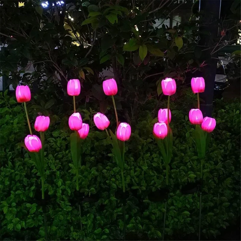 Solar LED Tuinlamp met Tulp Design – Roze/Paars/Blauw/Geel – (1 LED)
