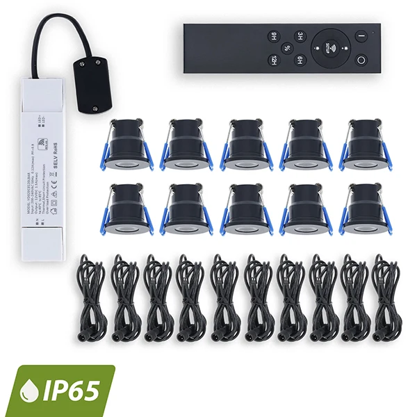 INBOUWSPOTS TOLOS | SET 10 STUKS | MET AFSTANDBEDIENING | ZWART