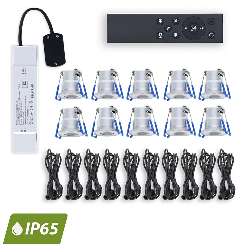 INBOUWSPOTS TOLOS | SET 10 STUKS | MET AFSTANDBEDIENING | SILVER